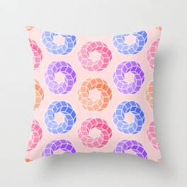 Colorful 3D donuts pattern Throw Pillow