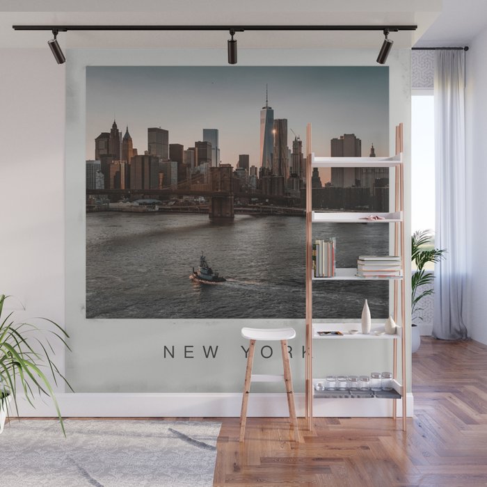 Brooklyn Bridge and Manhattan skyline in New York City Wall Mural