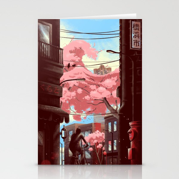 The Great Wave of Sakura off Modern Kanagawa Stationery Cards