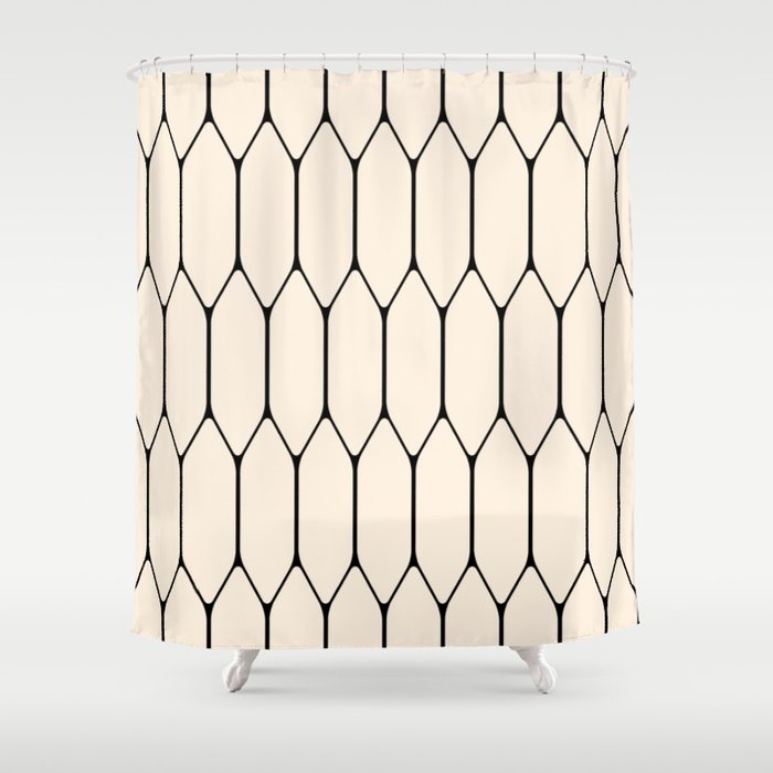 Society6 Long Honeycomb Geometric Minimalist Pattern in Almond Cream and Black by Kierkegaard Design Studio 
