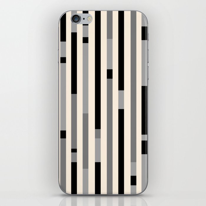 Mid Century Modern Modular Stripes in Black, Gray, and Almond Cream iPhone Skin