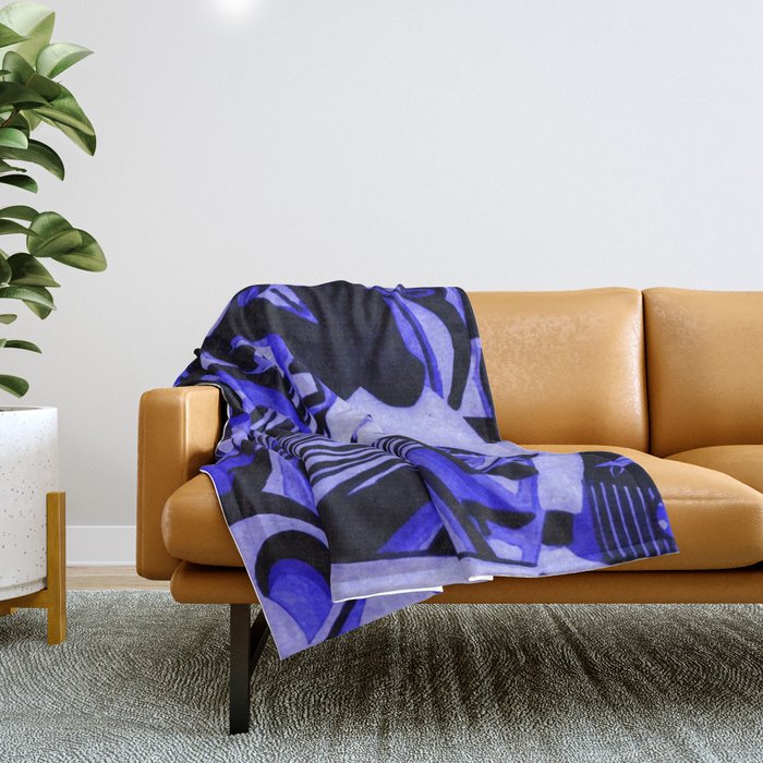 Stepping Out, Harlem '27 African American Harlem Renaissance Masterpice in blue jazz age portrait painting by Weinold Reiss Throw Blanket