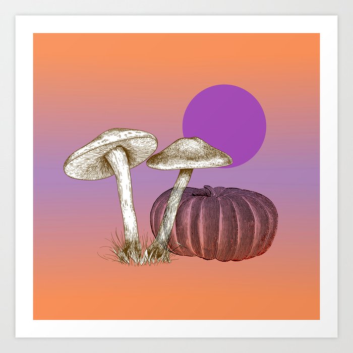 Magic Mushrooms  Halloween illustration Art Print