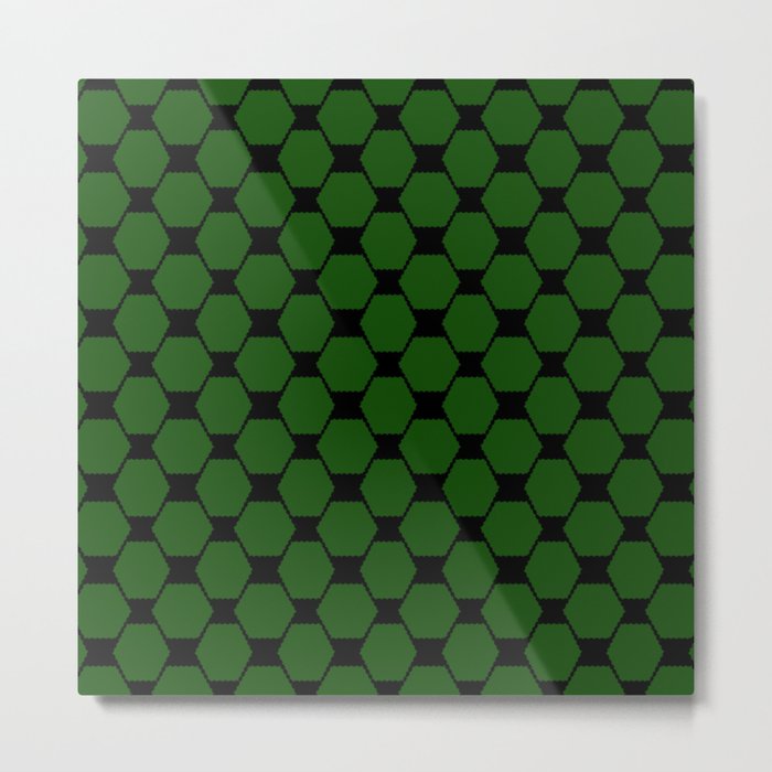 Green hexagon geometric retro pattern Metal Print