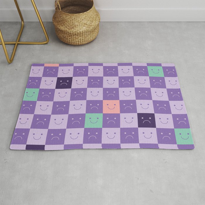 Plaid of Emotions pattern lilac Rug