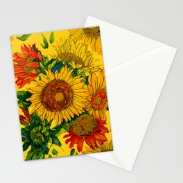 Glorious Sunflowers on Yellow Stationery Cards