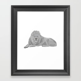  digital painting of a male white lion Framed Art Print