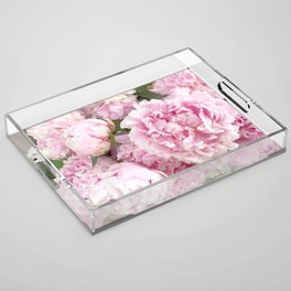 Pink Shabby Chic Peonies - Garden Peony Flowers Wall Prints Home Decor Acrylic Tray