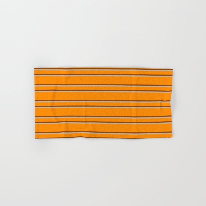 Dark Orange, Brown & Tan Colored Lined/Striped Pattern Hand & Bath Towel