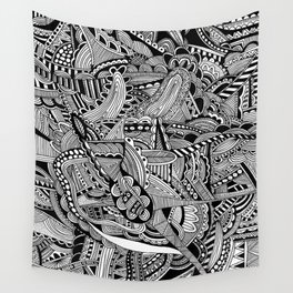 Black and White Doodle Art #2 Wall Tapestry