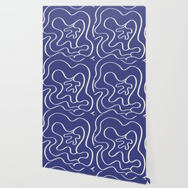 Minimalist line blue flower Wallpaper