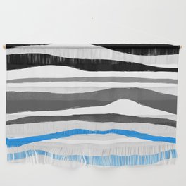 Fold - Colorful Summer Vibes Retro Stripes Art Design in Black and Blue Wall Hanging