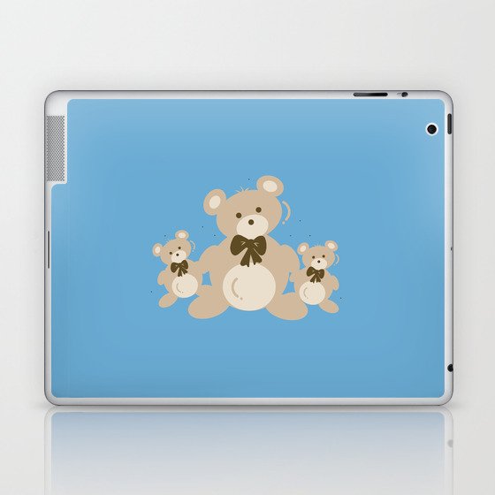 Teddy Bears Triplet - Blue Laptop & iPad Skin