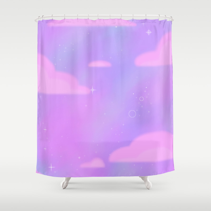Kawaii Night Sky Shower Curtain By, Night Sky Shower Curtain