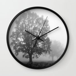 Trees on a Misty Morning Wall Clock