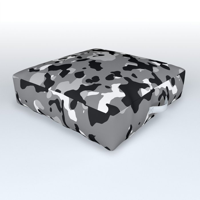 Black and Gray Camouflage Outdoor Floor Cushion