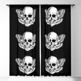 Skull Moth Wings White Blackout Curtain