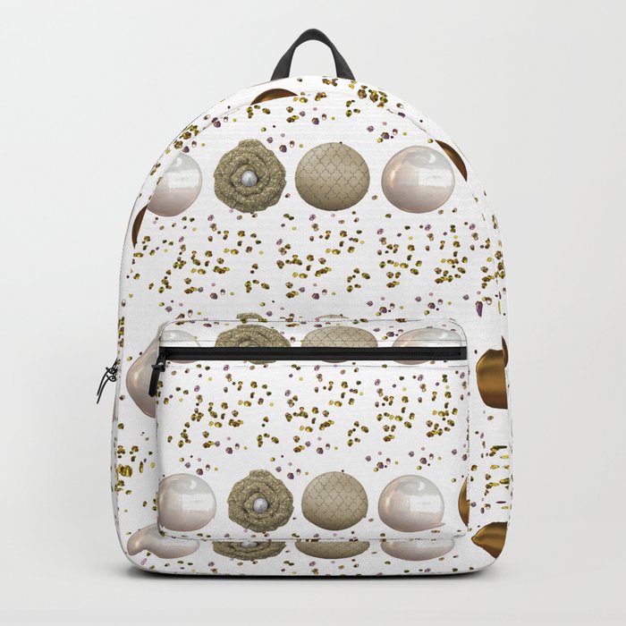 Modern white faux gold sequins geometrical dots stripes Backpack