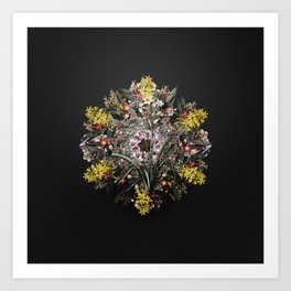 Vintage Crytanthus Vittatus Flower Wreath on Wrought Iron Black Art Print