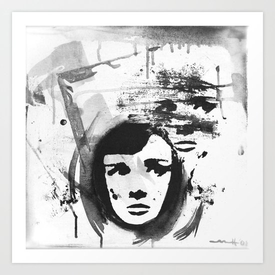 Audrey on a stencil Art Print