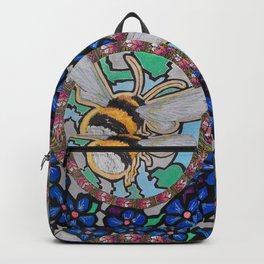 Blue,Bee,Love,four,flower by LowEndGraphics Backpack | Vibed, Painting, Bee, Disc, Music, Rock, Dance, Graffiti, Art, Headphones 