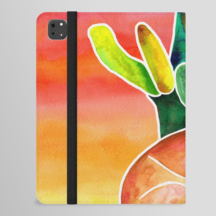 Hare and Cactus - Sunset Ombre Background iPad Folio Case