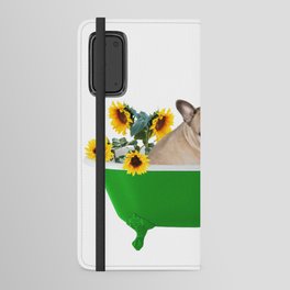 Bulldog - Green Bathtub with Sunflowers Android Wallet Case