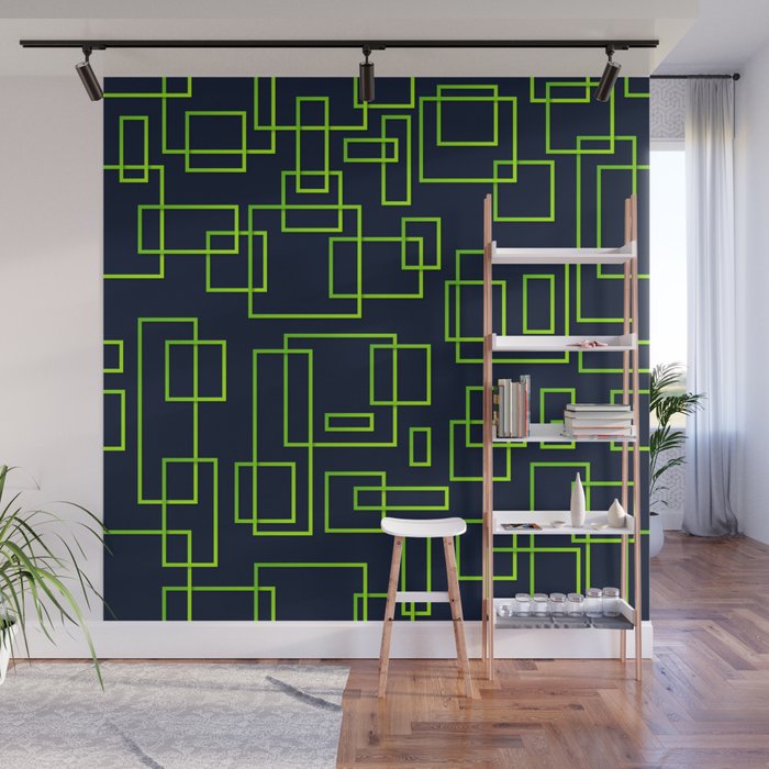 Green Color Geometric Pattern Wall Mural