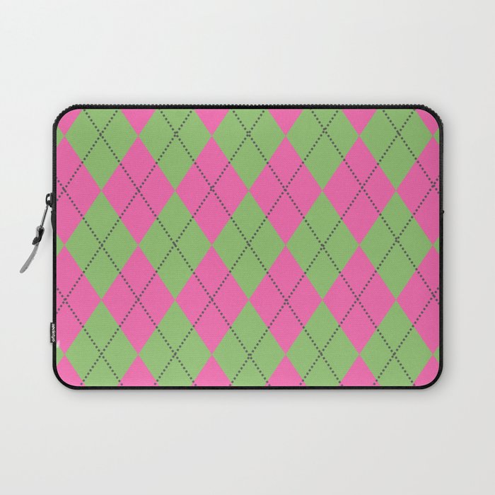 Geometric Argyle Triangle Neon Pink Pattern Laptop Sleeve