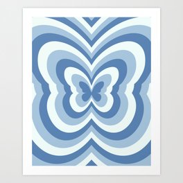 Retro 70s Butterfly in Ocean Blue Art Print