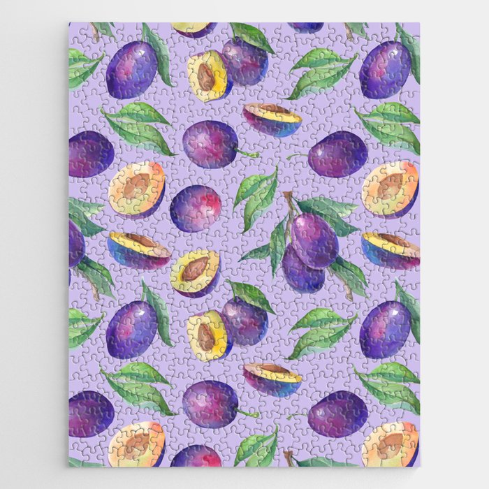 Plum Pattern watercolor - Fruit Tropical Seamless Jigsaw Puzzle