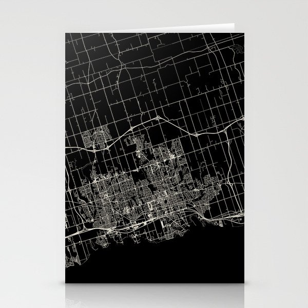 Oshawa, Canada CITY MAP - black and white Stationery Cards