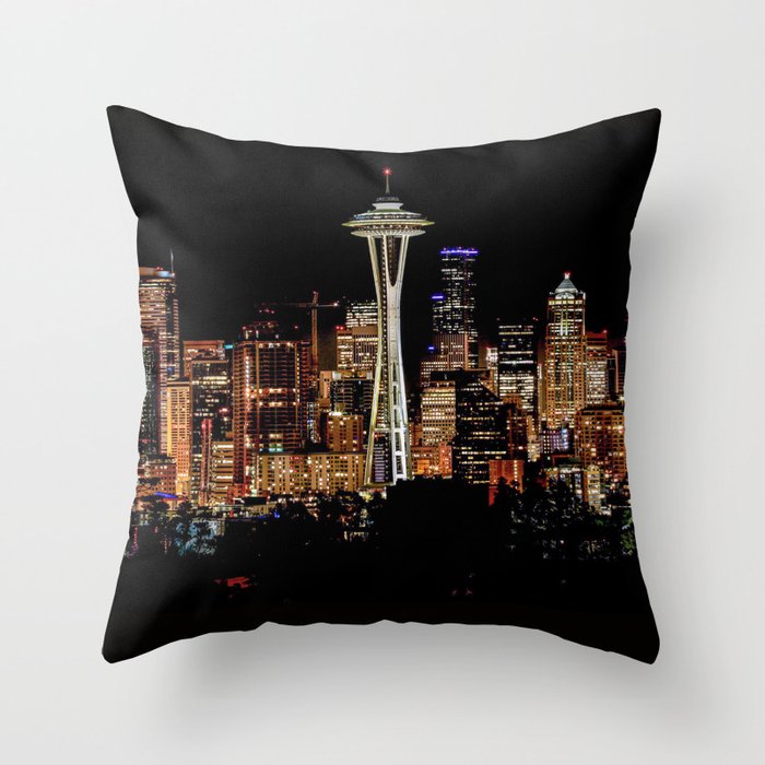 Seattle Cityscape At Night  5-26-15 Throw Pillow