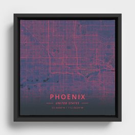 Phoenix, United States - Neon Framed Canvas
