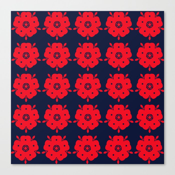 Japanese Samurai flower red pattern Canvas Print