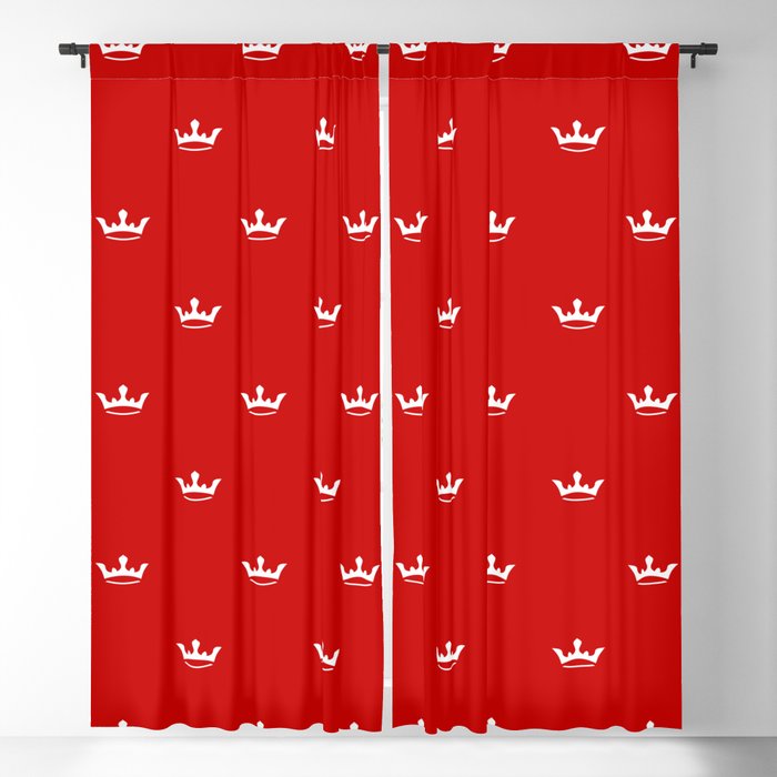 White Crown pattern on Red background Blackout Curtain