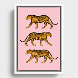 Tigers (Pink and Marigold) Framed Canvas