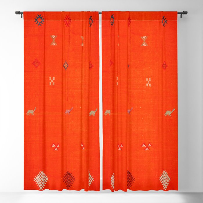 N6 | Vintage Orange Anthropologie Moroccan Artwork. Blackout Curtain