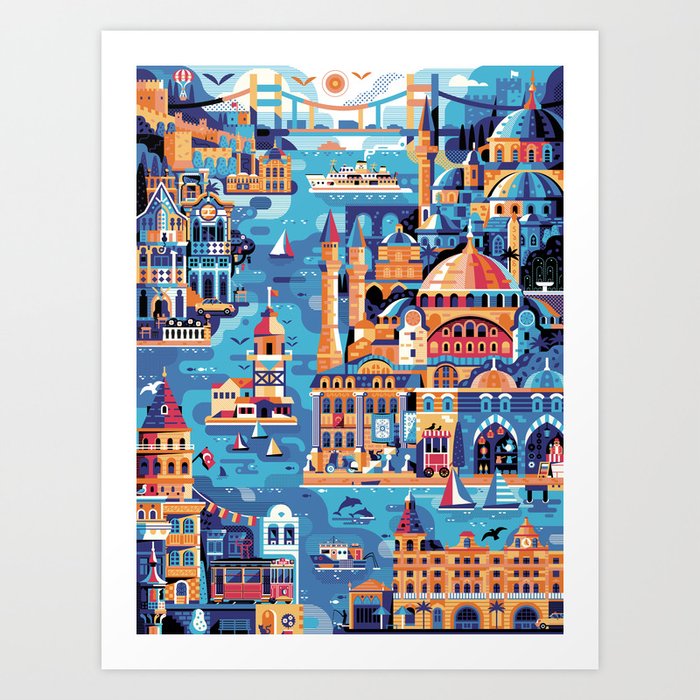 Istanbul Map Travel Poster Art Print