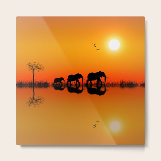 Elephants Metal Print