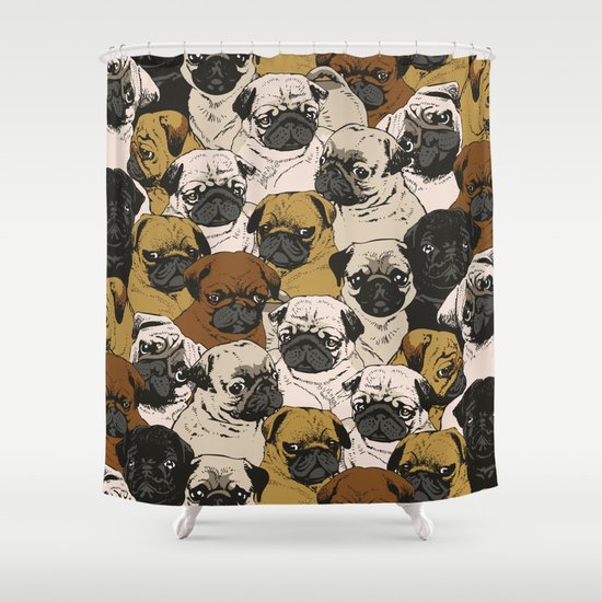Social Pugz Shower Curtain