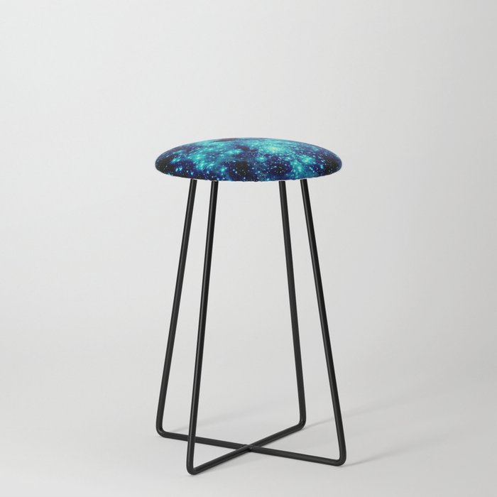 GALAXY. Teal Aqua Stars Counter Stool