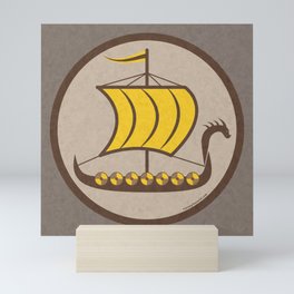 Yellow Sails Viking Ship Nordic Boat Mini Art Print