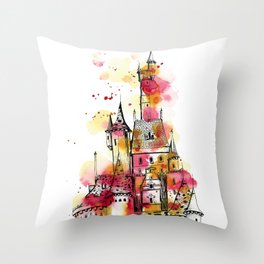The Castle of Beauty - Architecture Paintings Throw Pillow