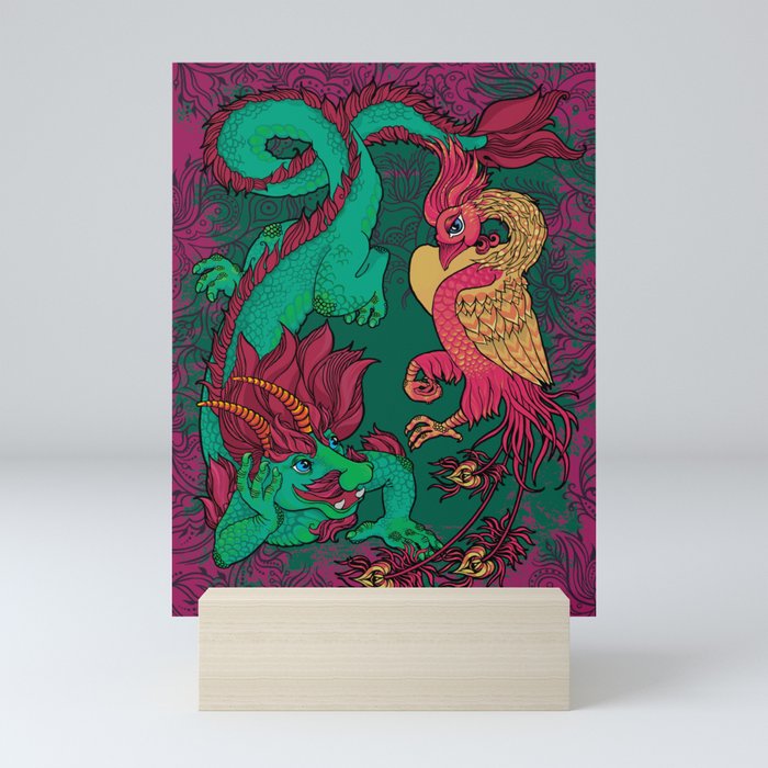 Dragon and Phoenix Mini Art Print