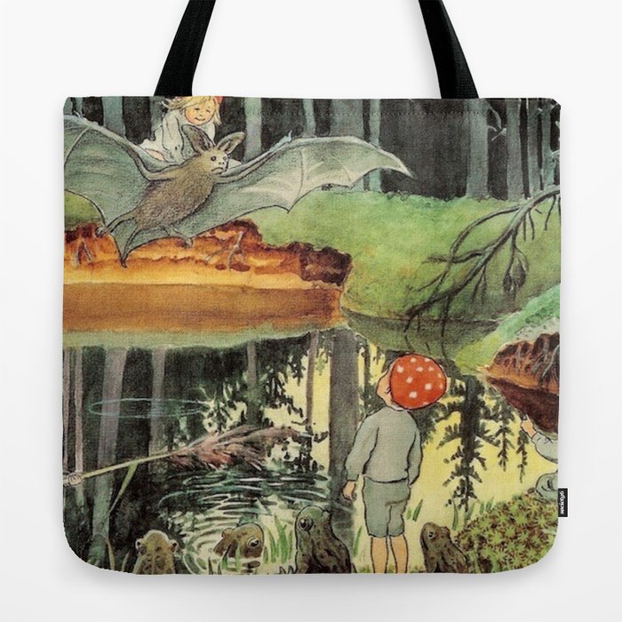 Forest Children and the Bat by Elsa Beskow 1900 Tote Bag by