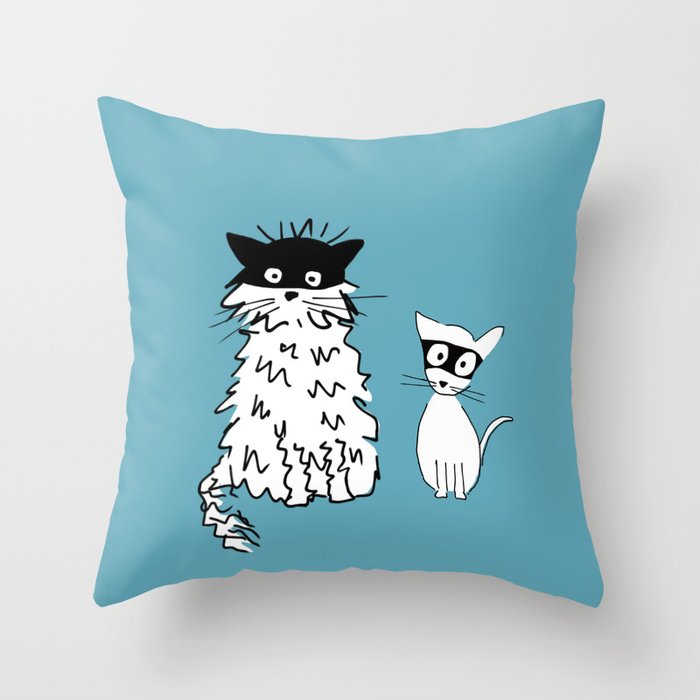 Ninja cats Throw Pillow