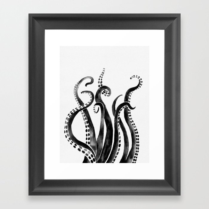 Black Octopus Framed Art Print