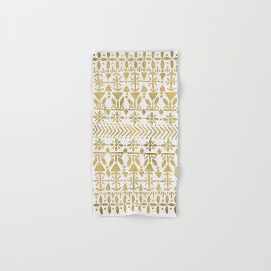 Norwegian Pattern – Gold on White Hand & Bath Towel