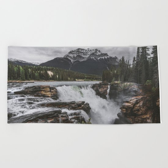 Athabasca Falls Mountain View Beach Towel